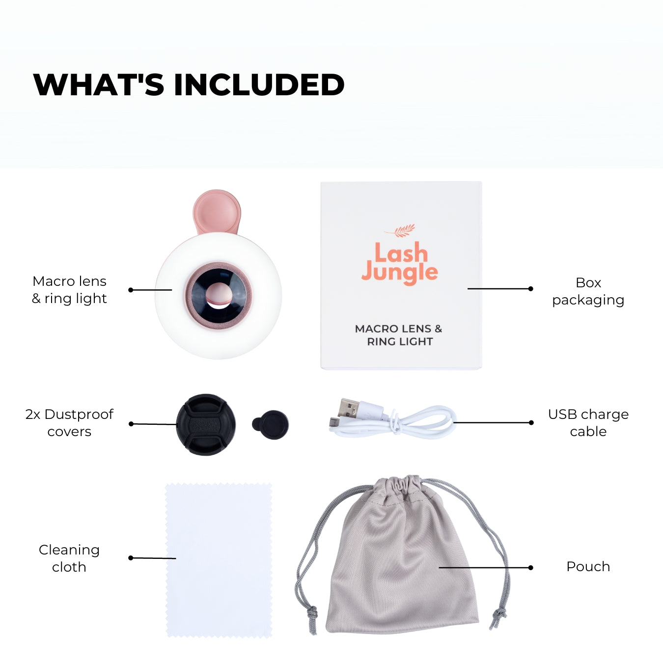 Lash Jungle Macro Lens Ring Light - Pink & Black