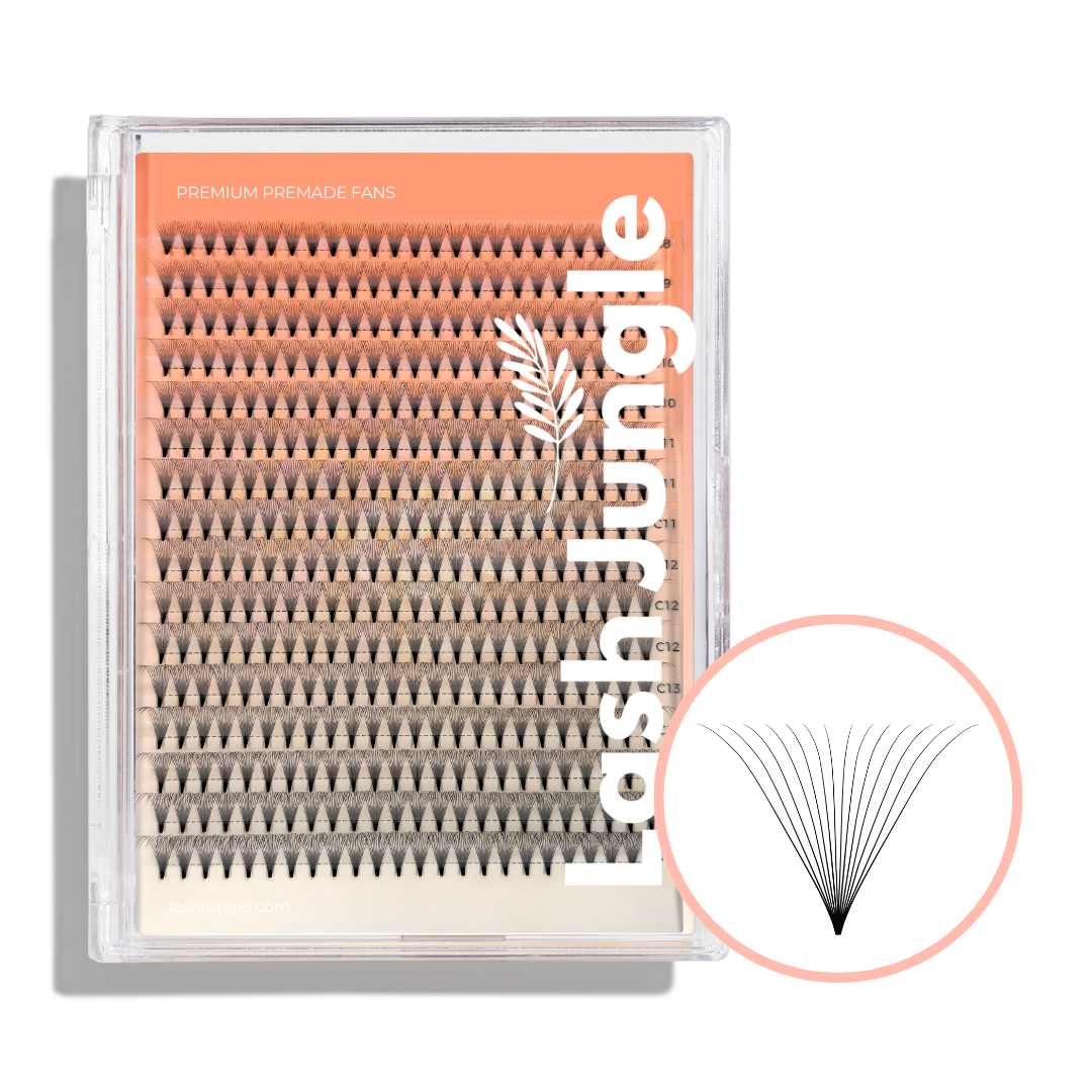 14D Premade Volume Fans Ultra Dark Short Stem