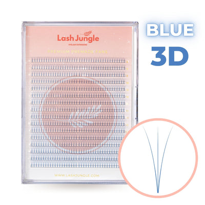 3D blue premade fans short stem