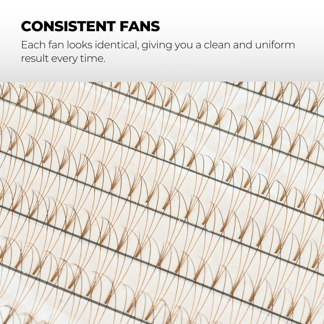 3D Brown Premade Volume Fans Short Stem