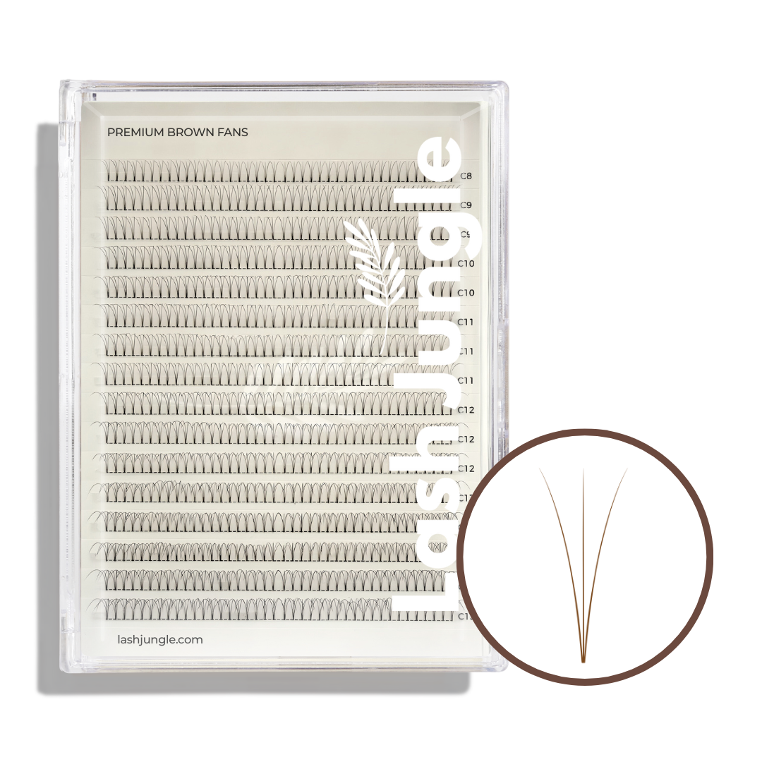 3D Brown Premade Volume Fans Short Stem