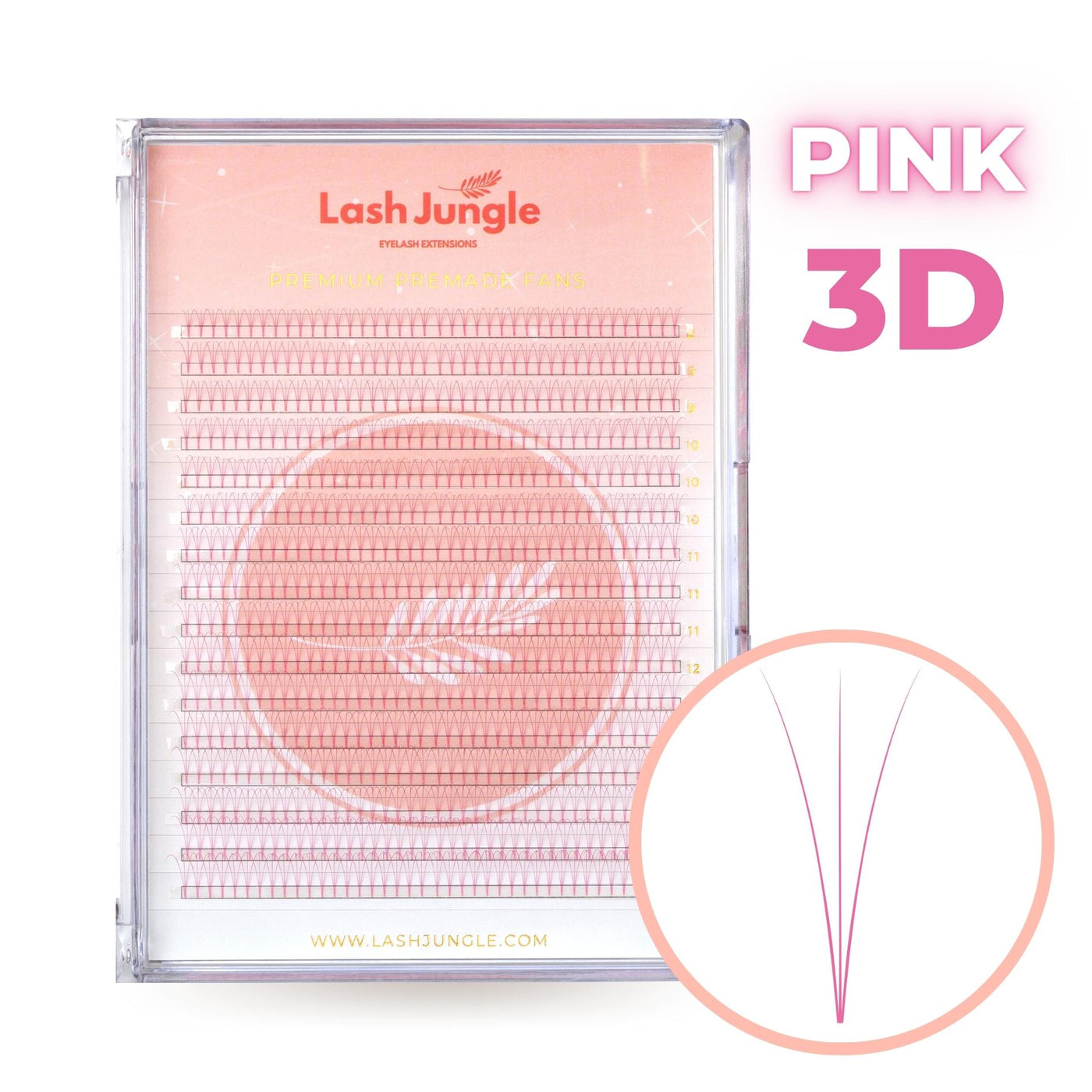 3D Pink premade fans short stem