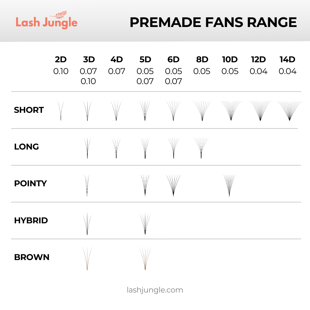 5D Premade Volume Fans Ultra Dark Pointy Stem