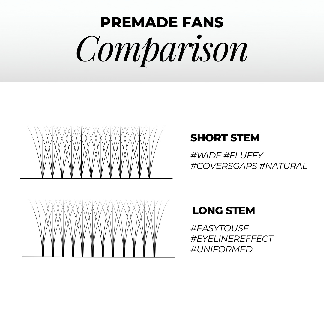 6D Premade Volume Fans Ultra Dark Long Stem
