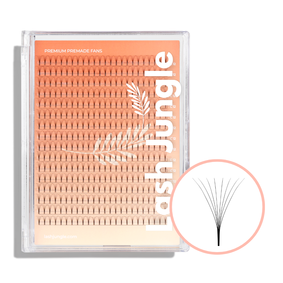 8D Premade Volume Fans Ultra Dark Long Stem