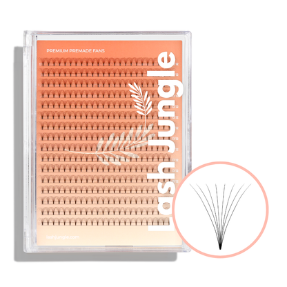 8D Premade Volume Fans Ultra Dark Short Stem