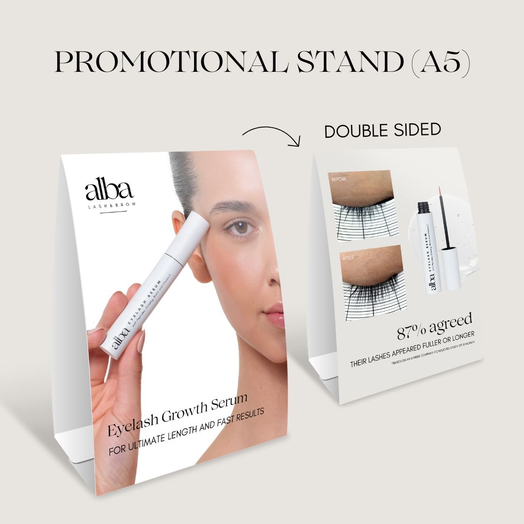 Alba lash serum promo display stand