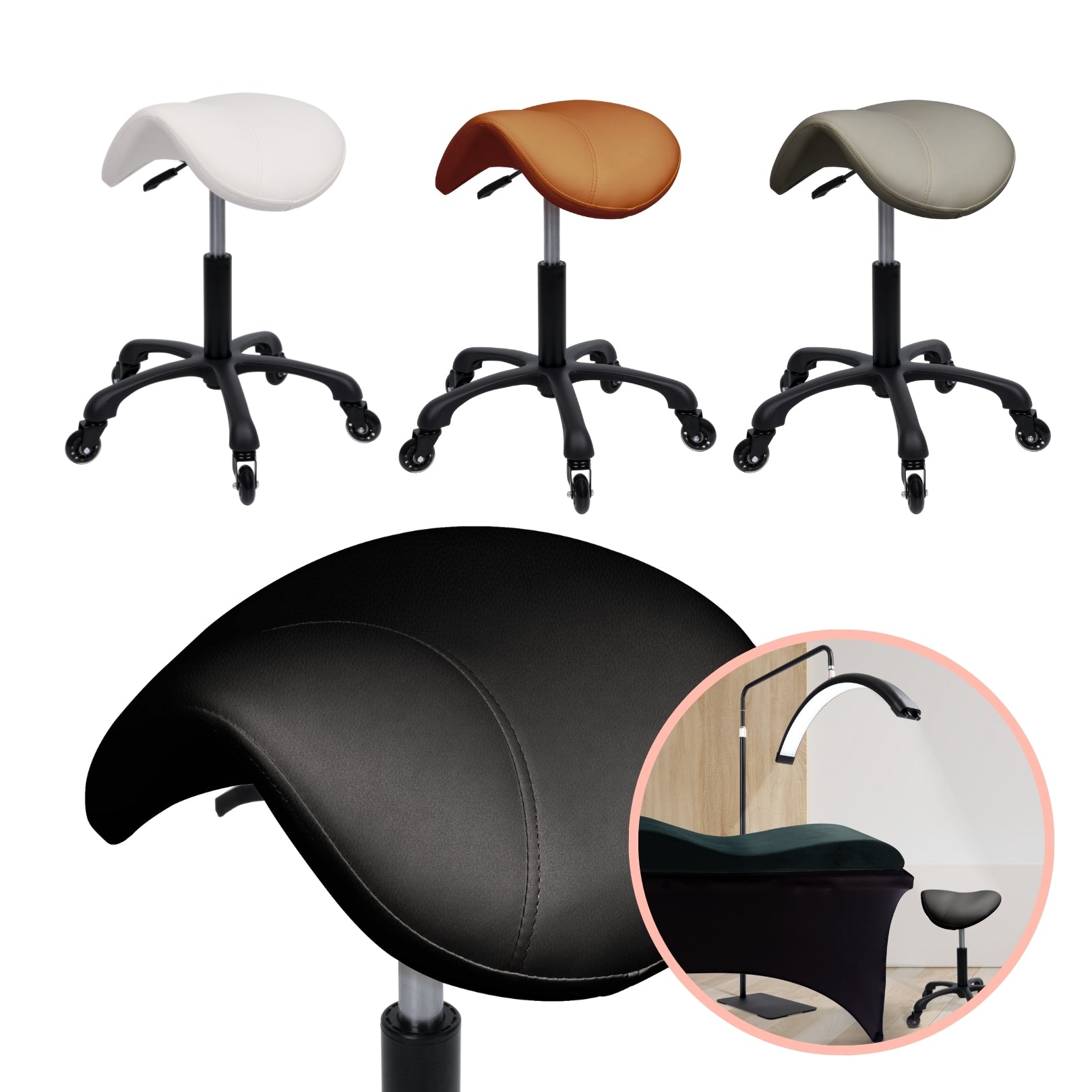 Ergonomic Saddle Salon Stool – Lash Jungle