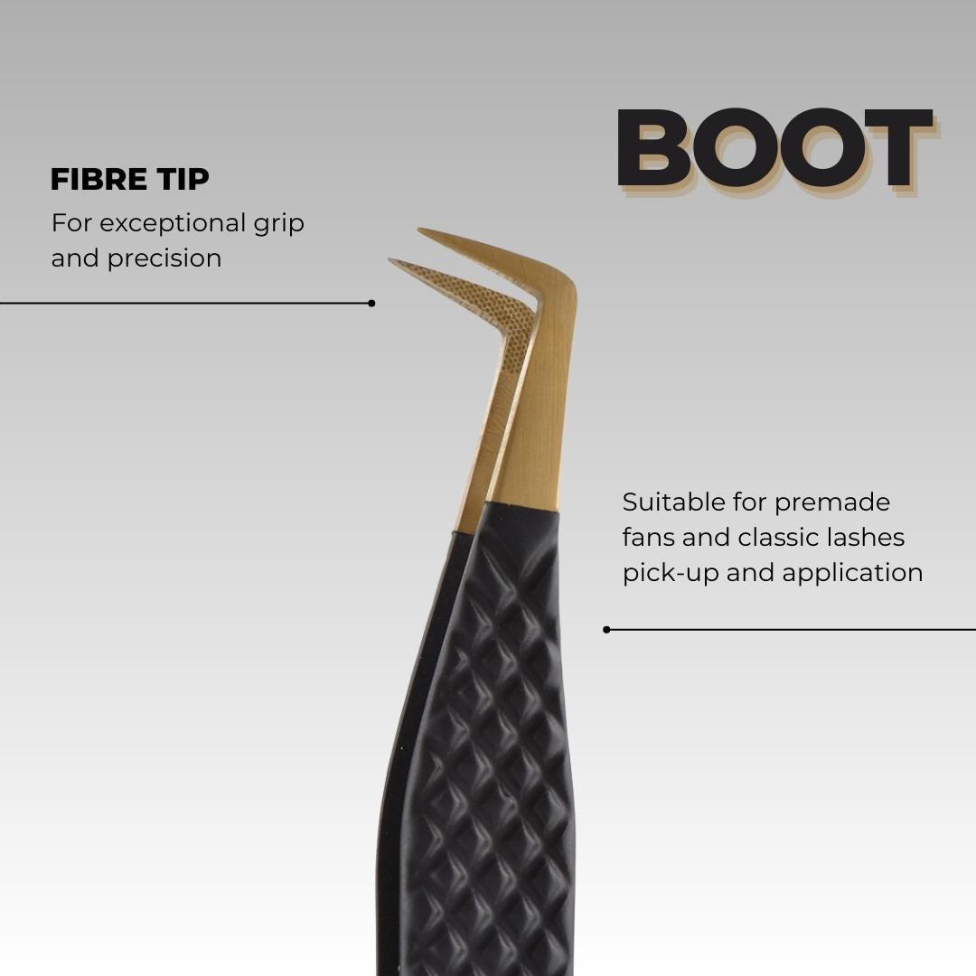 Fibre Tip Black Lash Tweezers - Boot for eyelash extensions