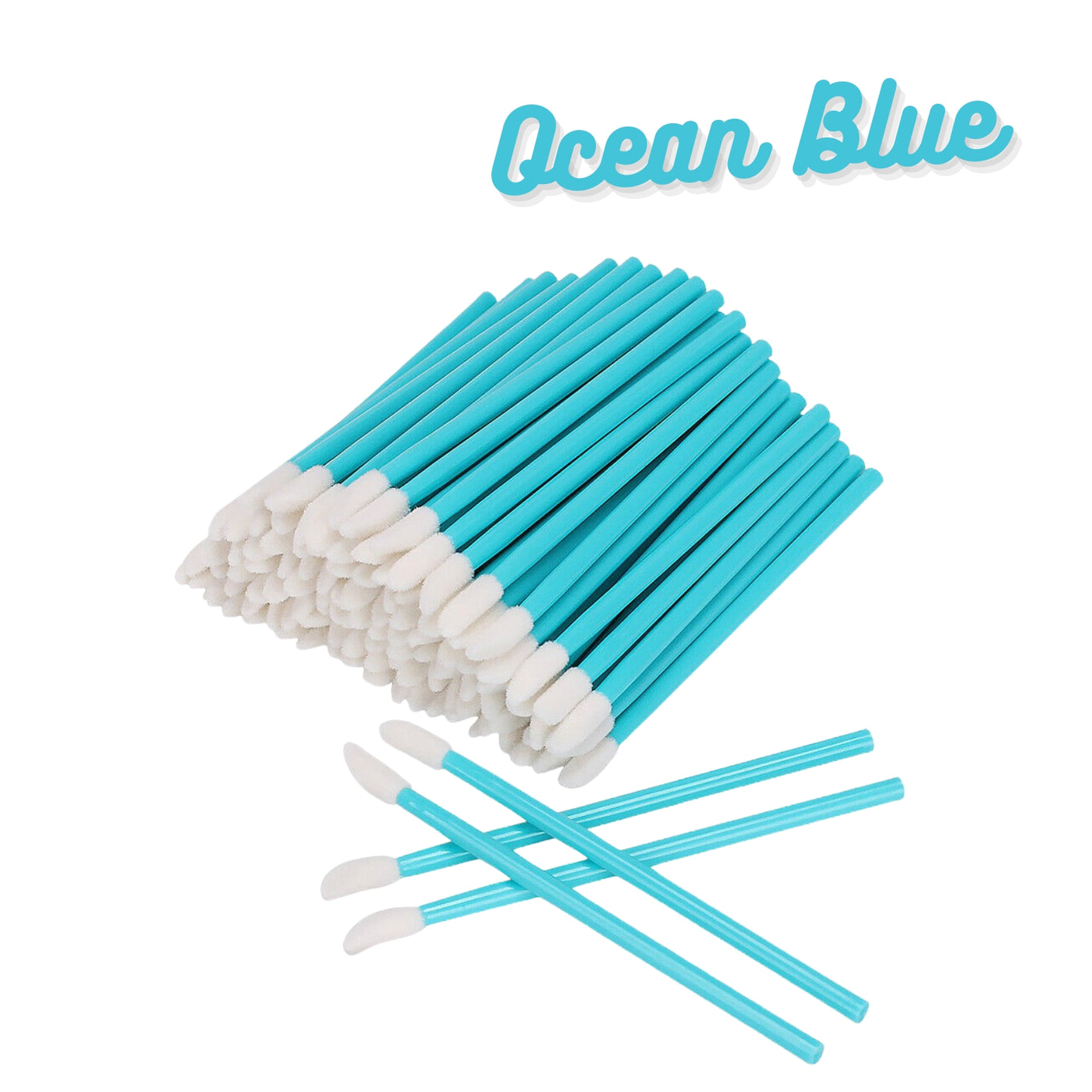 Flocked applicator brushes for eyelash extensions - ocean blue