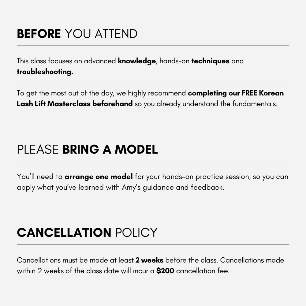 Korean Lash Lift In-Person Masterclass