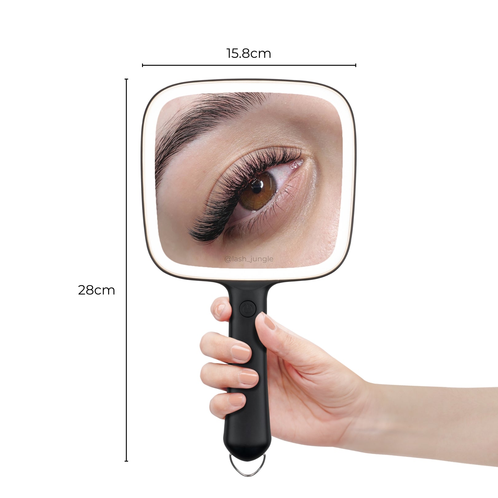 Lash Jungle LED Handheld Mirror Dimensions