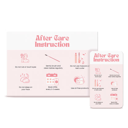 Eyelash Extension After Care Instructions Cards