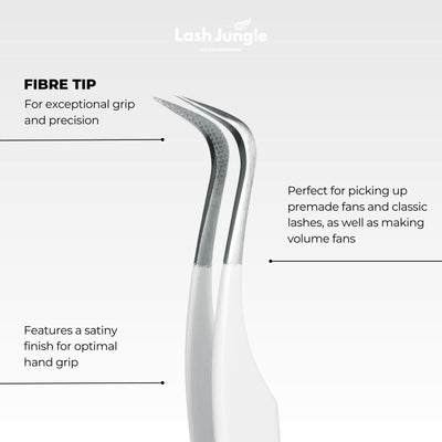 M curve Fibre Tip Lash Tweezers - White for eyelash extensions