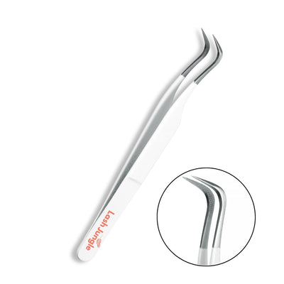 M curve Fibre Tip Lash Tweezers - White for eyelash extensions