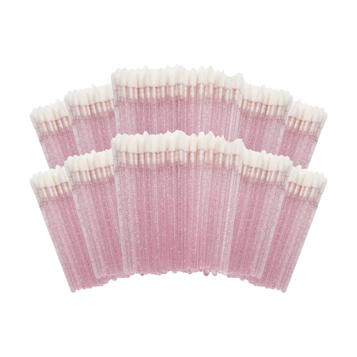 Flocked Applicator Brushes for Eyelash Extension Light Pink Glitter - 10 Pack