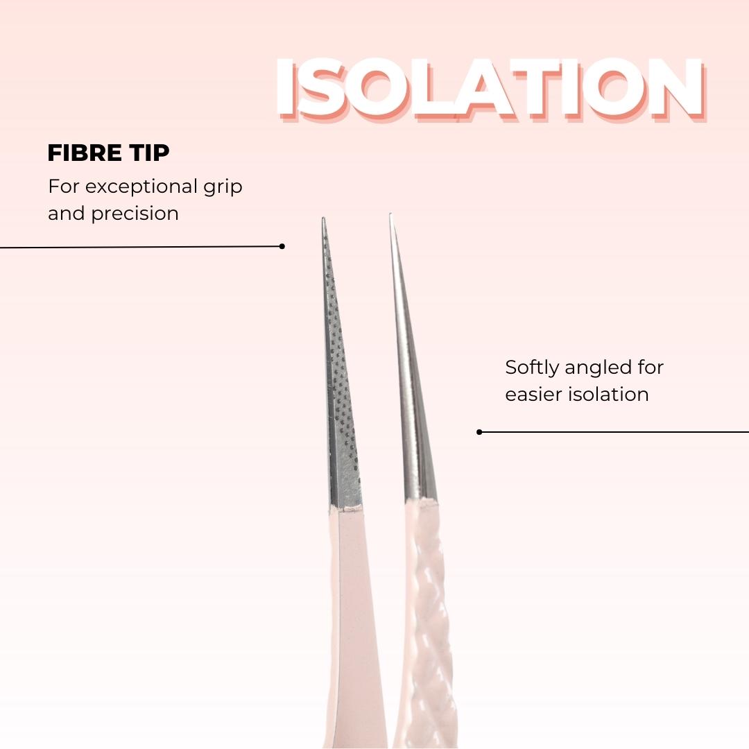 Premium Fibre tip Pink Tweezers for Eyelash Extensions - Isolation