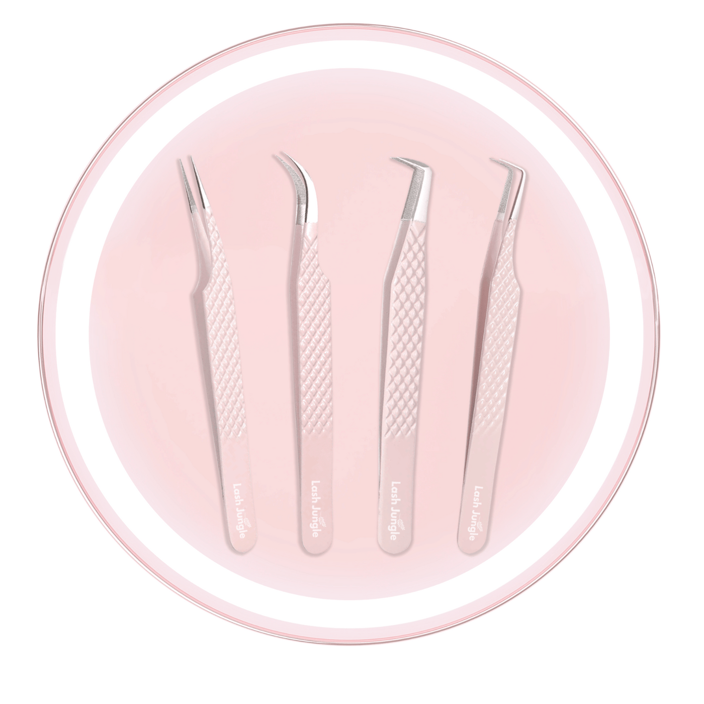 Premium Pink Tweezers Pack Bundle for eyelash extensions