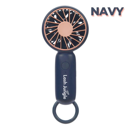 Rechargeable Handheld Mini Lash Fan for Eyelash Extensions - Navy