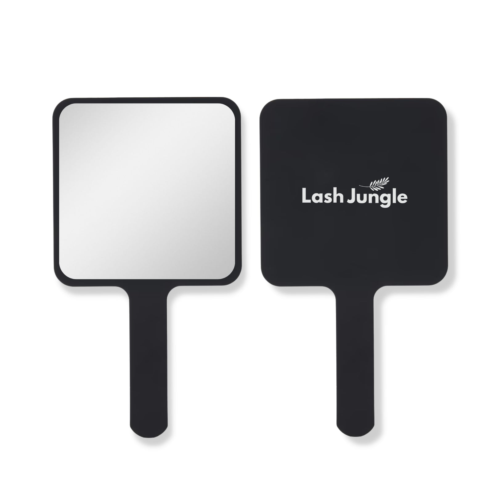 Square handheld mirror for eyelash extensions - black