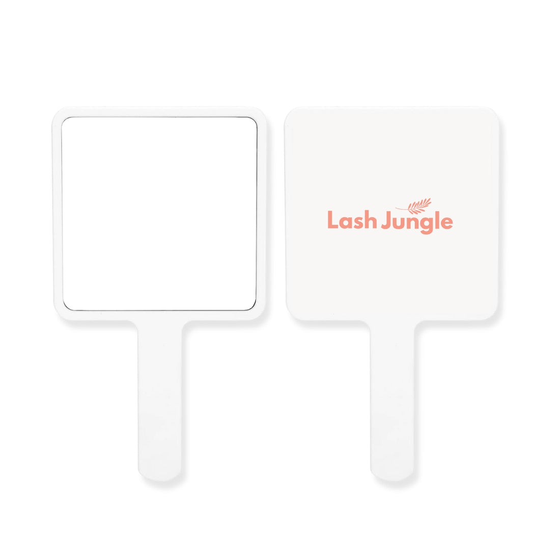 Square handheld mirror for eyelash extensions - white