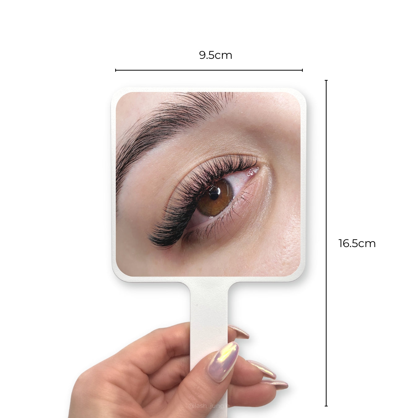 Square handheld mirror for eyelash extensions