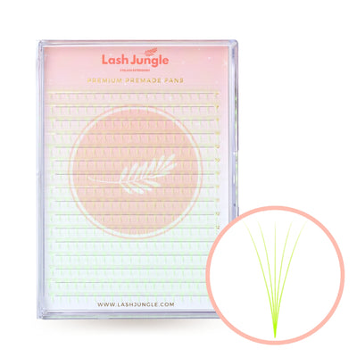 5D premade neon green coloured lashes for eyelash extensions lash jungle
