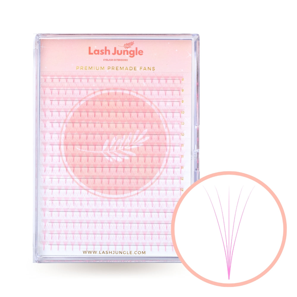 5D premade neon pink coloured lashes for eyelash extensions lash jungle