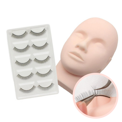 Mannequin Head for Eyelash Extensions Training Mannequin Head + 5 Pairs Strip Lashes