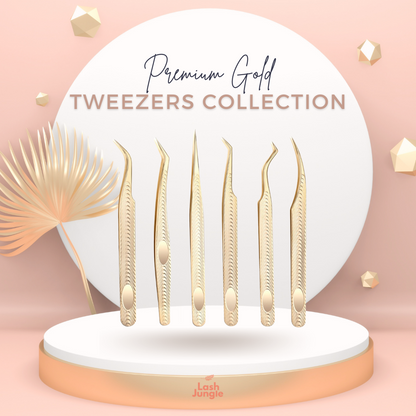 Lash Jungle Premium Gold Tweezers Angled