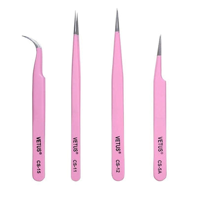 Vetus CS-12 Tweezers for Eyelash Extension Pink 